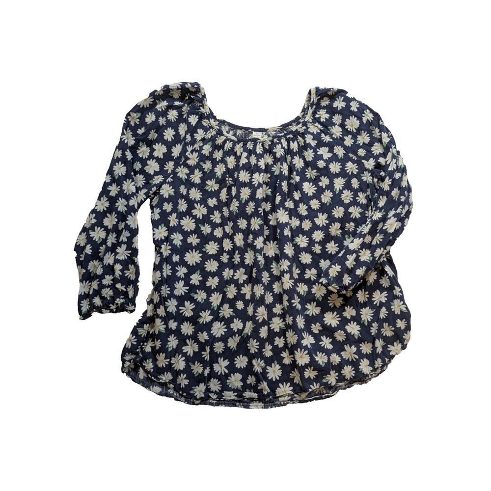old navy blue daisy peasant long‎ sleeve top size XL